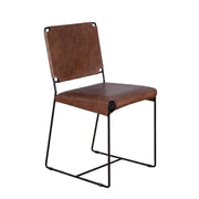 Top-Grain Leather Dining Chair with Reclaimed Iron Legs by Starlight Canyon Home – Leather, Tobacco Leather