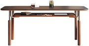 Mesa de Comedor Creative Stainless Steel Solid Wood Dining Table Home Restaurant Simple Rock Plate Mesa de Comedor(B:160CM*80CM*75CM)
