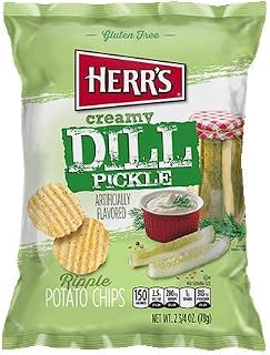HERR'S Creamy Dill Pickle Potato Chips, 2.75 Ounce (Pack of 24 Bags) - Tangy & Creamy Dill Flavor, Perfect for On-the-Go Snacking