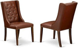Furnifact Linen-Upholstered Parsons Dining Chairs Set of 2, Button-Tufted Back Upholstered Dining Chair for Kitchen and Dining Room