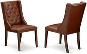 Furnifact Linen-Upholstered Parsons Dining Chairs Set of 2, Button-Tufted Back Upholstered Dining Chair for Kitchen and Dining Room