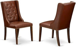 Furnifact Linen-Upholstered Parsons Dining Chairs Set of 2, Button-Tufted Back Upholstered Dining Chair for Kitchen and Dining Room