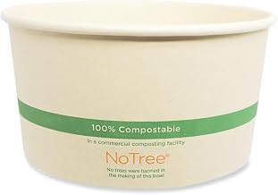 World Centric BONT32W No Tree Wide Paper Bowls, 32 Oz, 5.9 Diameter X 3.1h, Natural, Sugarcane, 300/carton