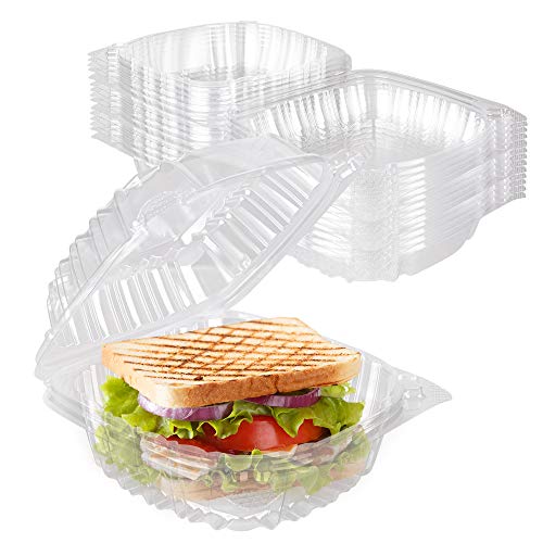 Stock Your Home 5" x 5" - 50 Count / Clear / 1 Clamshell Take Out Containers
