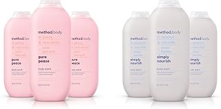 Method Body Wash, Pure Peace, Paraben and Phthalate Free, 18 oz (Pack of 3),Detoxifying & Body Wash, Simply Nourish, Paraben and Phthalate Free, 18 oz (Pack of 3)