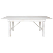 HERCULES Series 7' x 40" Rectangular Antique Rustic White Solid Pine Folding Farm Table by Flash Furniture – 7'L x 40"W, Pinus Glabra, Steel, Pine Wood, Model XA-F-84X40-WH-GG
