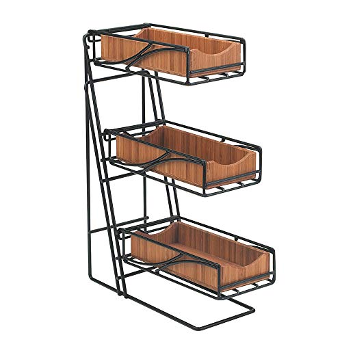 1235-60 Black Frame Bamboo Flatware/Condiment Display by CAL-MIL – Onesize, Bamboo, Black / Bamboo, Model 1235-13-60