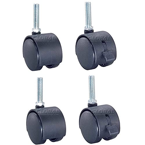 2" Poly Stem Caster Set by Global Industrial – Polyurethane (PU), Black, Model 798805