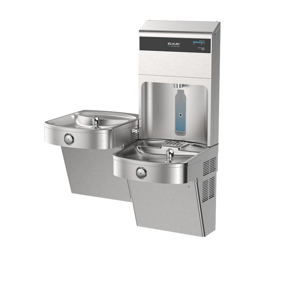 Pro VR Bottle Filling Station & Bi-Level ADA Cooler by Elkay – 10000 gallons, Stainless Steel, Model LVRCTLDWSPRO