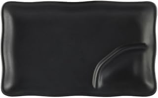 CAC China 666-77-BLK Rect. Platter W/Triangular Compartment Non-Glare Glaze Black 8" Stoneware Rectangle, Color, Set of 24