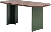 Mesa De Jantar Retro Dark Green Solid Wood Dining Table Simple Home Oval Diner Table