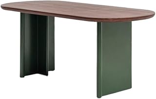 Mesa De Jantar Retro Dark Green Solid Wood Dining Table Simple Home Oval Diner Table