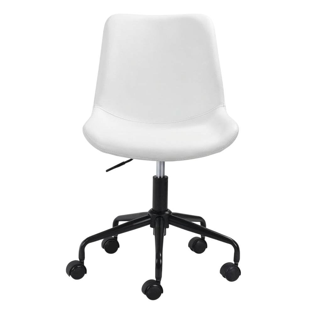 White Mid-Back Office Chair with Plywood Frame by Bison office – 100% Polyurethane, Plywood, Steel, White