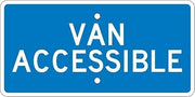 NMC Traffic Sign, Van Accessible, 6" X 12", White/Blue, TMA1H
