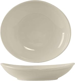 Tuxton BEB-185J Vitrified China Oval Bowl, 18-1/2 oz, 8-1/4" x 7-1/4", Eggshell (Pack of 12),