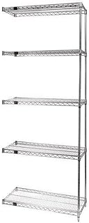 QUANTUM STORAGE SYSTEMS AD74-3072S-5 Wire Shelves Add-On Kit for WR74-3072S-5 Stainless Steel 5 Shelves 74" H x 72" W x 30" D