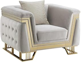 Judy Modern Tufted Arm Chair with Gold Accents