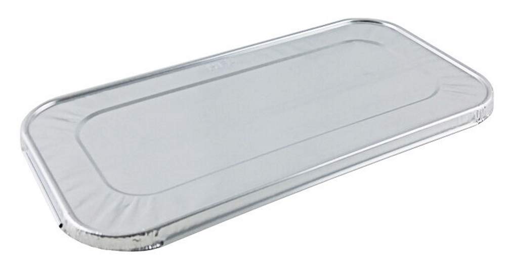 1/3 Third-Size Deep Aluminum Foil Steam / 5 lb. Loaf Pan w/Foil Lids (Pack of 50) by Handi-Foil – Medium, 80 fluid_ounces, Aluminum, Silver