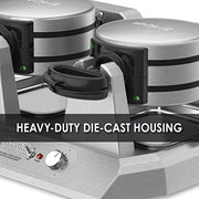 Waring Belgian Double Side by Side Waffle Maker | 120V, 1400W / 4 Head / Staineless Waffle Irons