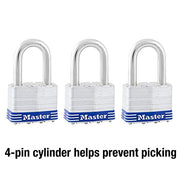 Master Lock 3 Pack / Silver / Industrial Keyed Padlocks
