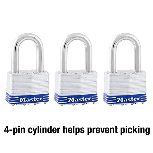 Master Lock 3 Pack / Silver / Industrial Keyed Padlocks