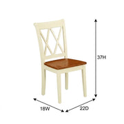 Wooden Dining Chair with Ladder Back by Furnifact – Wood, White/Brown, Pack of 2