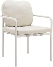 Beige Dining Chair, Modern Patio Seating with Aluminum Frame and Cushioned Seat, Comfortable Outdoor Chair for Contemporary Tables
