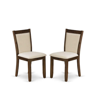 Solid Wood Linen-Upholstered High-Back Dining Chairs Set of by Furnifact – Wood, Light Beige, Pack of 2