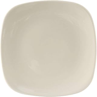 Tuxton China BEH-090C Plate, 9", Square, Rolled Edge, Microwave and Dishwasher Safe, Oven Proof, Fully Vitrified, Ceramic, DuraTux, American White/Eggshell, Pack of 12