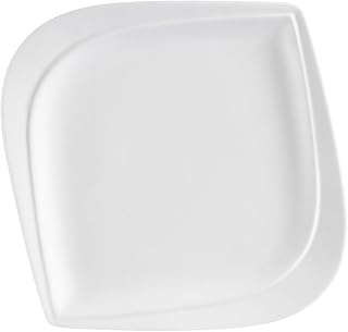 CAC China ASP-8 Aspen Tree 8-Inch New Bone White Porcelain Leaf Shape Square Plate, Box of 36