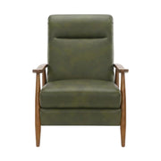 Leather-Gel Wood-Arm Push-Back Recliner Chair by Furnifact – 30 x 34 x 42.5 inches, Hardwood and plywood frame construction, Leather Gel, Green