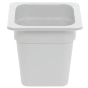 1/6 Size Cold Food Pan White Melamine - 6 3/8"L x 6 15/16"W x 6"H by HUBERT – Melamine, White, Model H0039-WHITE