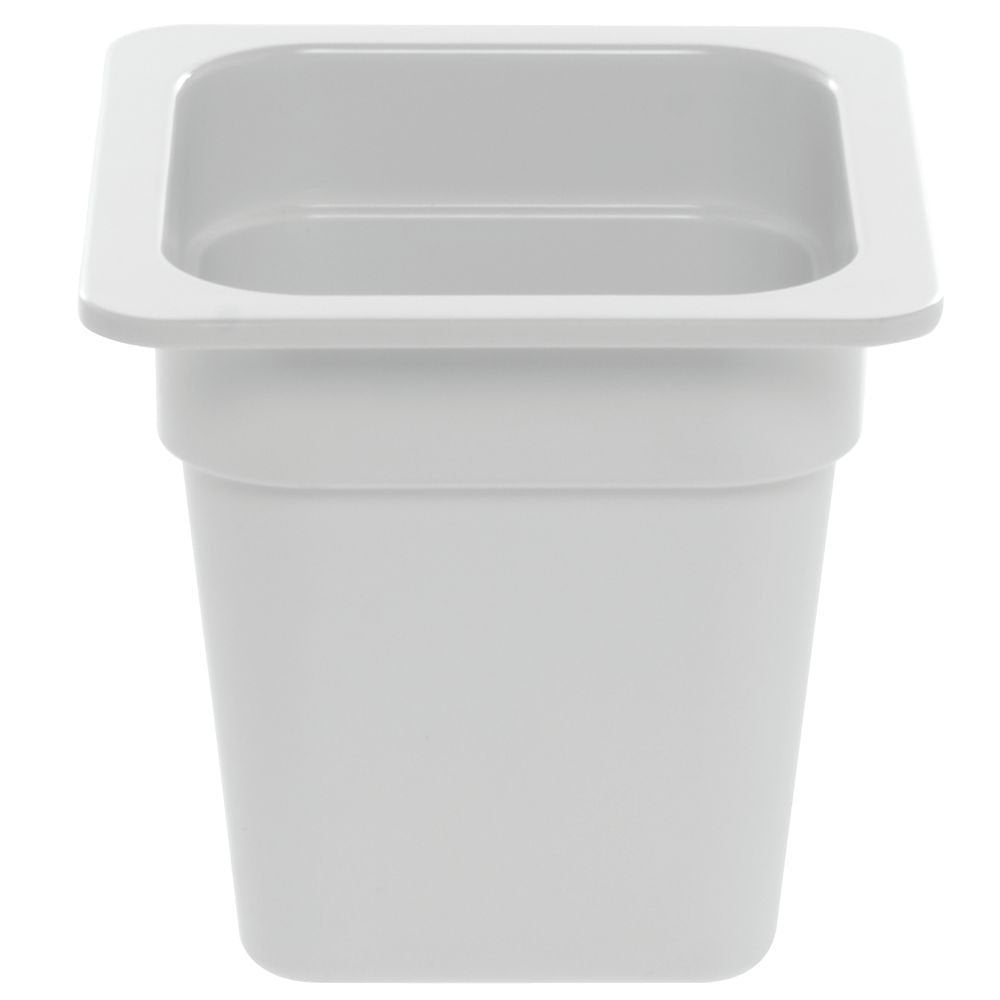 1/6 Size Cold Food Pan White Melamine - 6 3/8"L x 6 15/16"W x 6"H by HUBERT – Melamine, White, Model H0039-WHITE