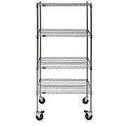 Mobile Shelving Unit with 4 Shelves Silver Metal - 36" L x 24" W x 80" H by HUBERT – Alloy Steel, Silver, Model 48589+71360