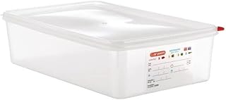 Araven 03354 PP Food Container with Lid, GN 1/1, 13.7 L, 100 mm Handle (Pack of 4),