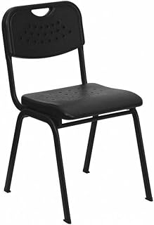 Flash Furniture Hercules Plastic Stack Chair with Open Back, Black | Black Frame, 880 LBS. Weight Capacity