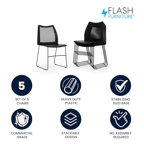 Flash Furniture Black / Set of 5 / Classic Stacking Chairs