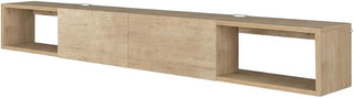 Furnifact Oak Wall Mount Floating TV Stand for 75 Inch Flat Screen TV, Modern Style, Engineered Wood Construction, Sleek Wall Mounted Design