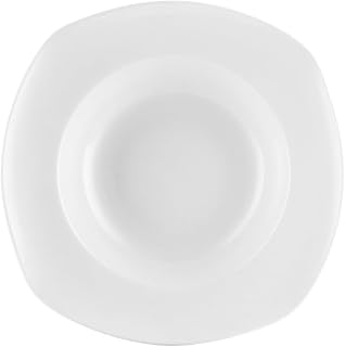 CAC China UVS-SQ120 Square Pasta Bowl 25oz 11" Porcelain Square, Super White, Set of 12