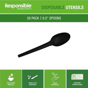 Responsible Products 6.5" Spoons Black (50 Count) / Black / 50 Spoons