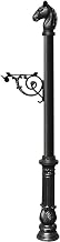 Lewiston Equine Post Only with Support Bracket, Decorative Ornate Base and Horsehead Finial - Black