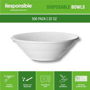 Responsible Products 32 oz (500 Count) / Classic White / Casual Bowls