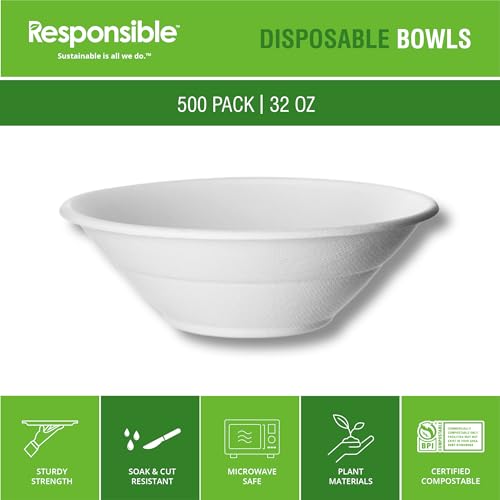 Responsible Products 32 oz (500 Count) / Classic White / Casual Bowls