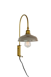 Wall Light with Grey Shade by KALALOU – 15 x 8 x 18, Brass, Grey, Gold, Model NDE1424