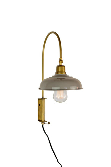 Wall Light with Grey Shade by KALALOU – 15 x 8 x 18, Brass, Grey, Gold, Model NDE1424