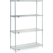 4 Tier Wire Shelving Starter Unit by Nexel – Stainless Steel, Multi Color, Model 14367S