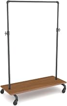Econoco Pipeline Adjustable Ballet Bar Rack with Base Shelf, Anthracite | Pipeline adjustable ballet rack with cross bars, sturdy freestanding design for dance studio or retail apparel display