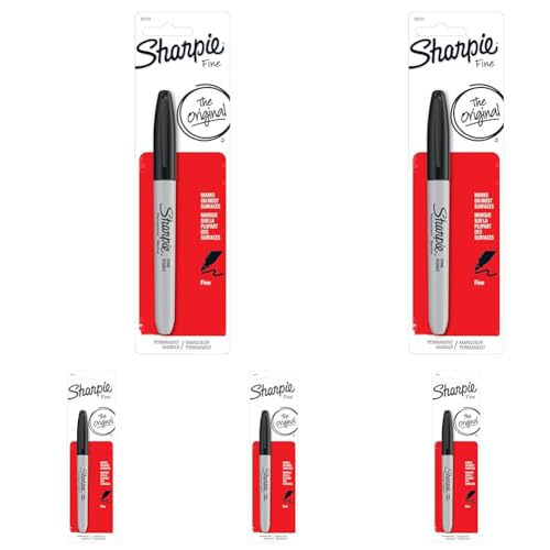 Sharpie Black / 1 Count (Pack of 5) / Permanent,Fine Permanent Markers