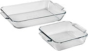 Anchor Hocking Oven Basics Cake Dish & 3 Quart Baking Dish Value Pack – Tempered Glass for Even Baking, Oven Safe, Microwave Safe, Made in USA