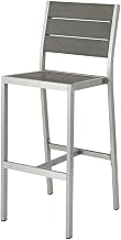 Gray Aluminum Bar Stool, Armless, Weather-Resistant, Sturdy Base, 29.5-Inch Seat, for Patio Entertaining